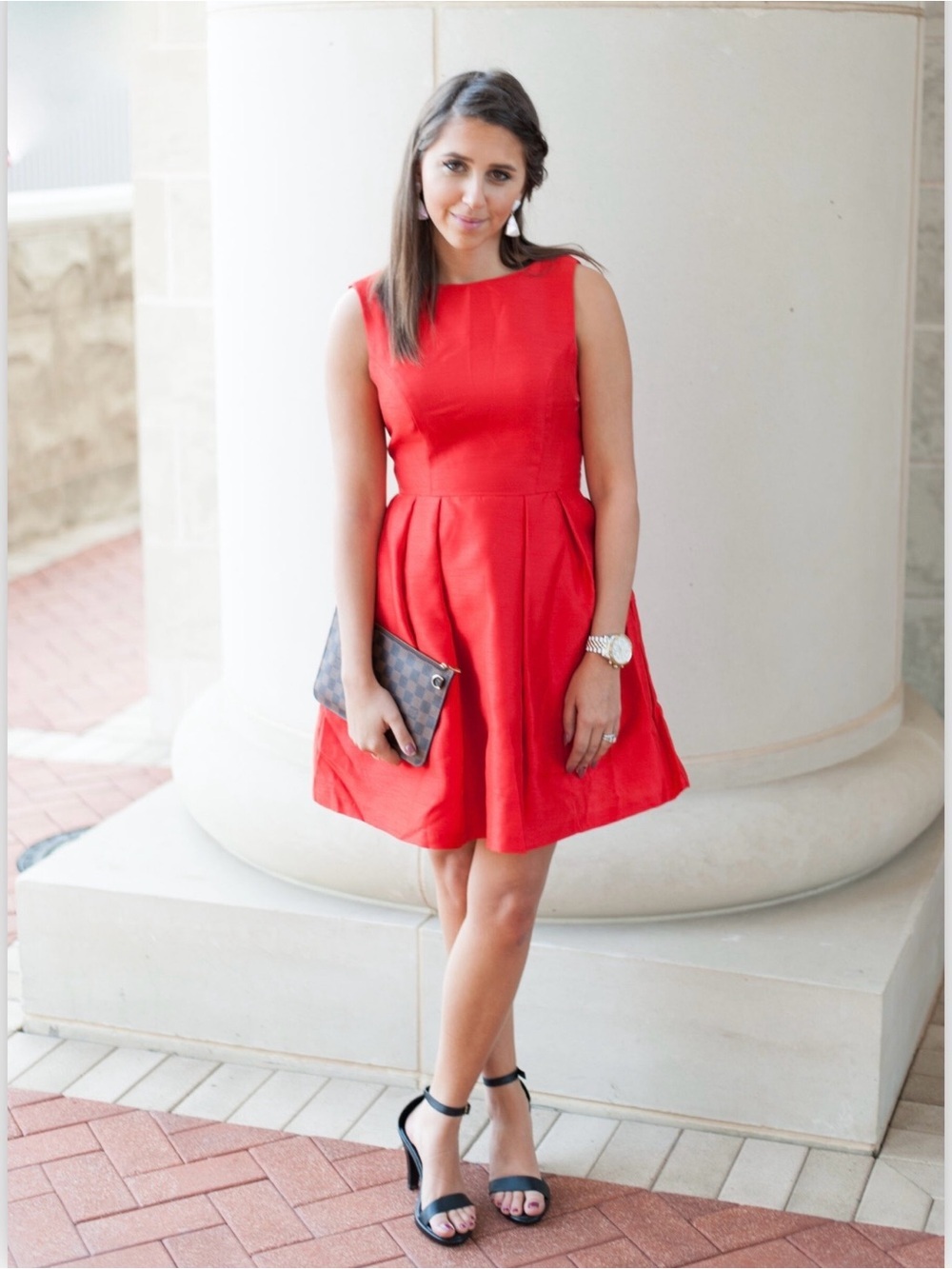 Kate Spade Sleeveless Coral-Red Fit & Flare Mini Dress,NWT,SZ14 - Picture 3 of 14
